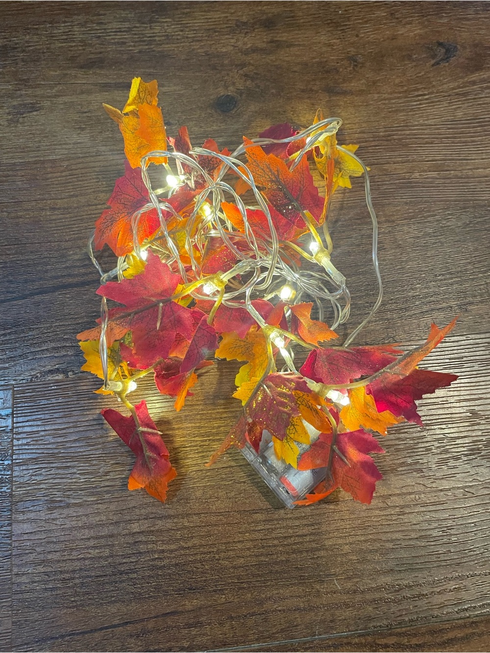 2 Autumn Leaf LED String Lights - Red & Orange